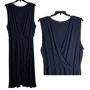 Tahari Dress Black Sleeveless Faux Wrap Maxi in‎ Size 3X  NWT